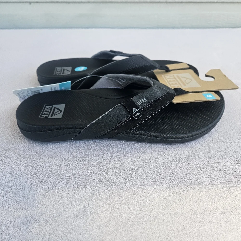 Reef Cushion Spring 2.0 Flip Flop Sandals Men SZ 8 Black Comfort Slip-On